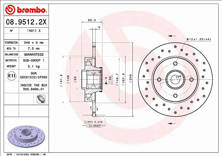 Brembo 08.9512.2X - Disc frana aaoparts.ro