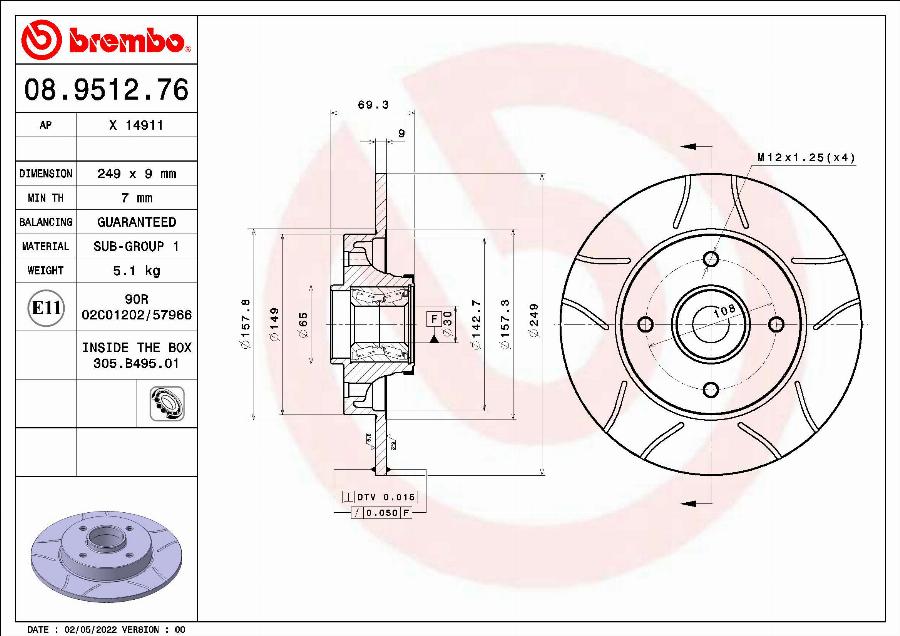 Brembo 08.9512.76 - Disc frana aaoparts.ro
