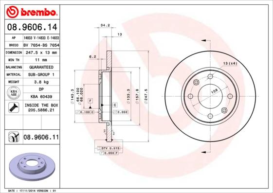 Brembo 08.9606.11 - Disc frana aaoparts.ro