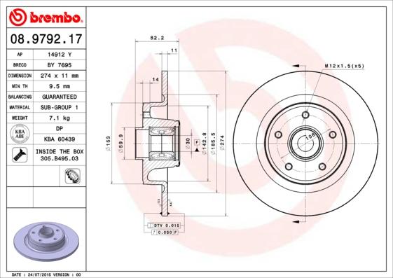 Brembo 08.9792.17 - Disc frana aaoparts.ro