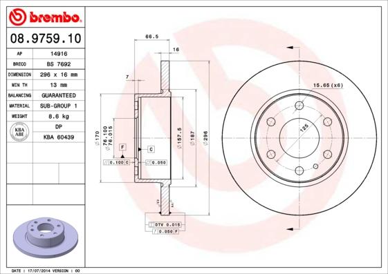 Brembo 08.9759.10 - Disc frana aaoparts.ro