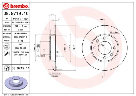 Brembo 08.9719.11 - Disc frana aaoparts.ro