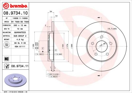 Brembo 08.9734.11 - Disc frana aaoparts.ro