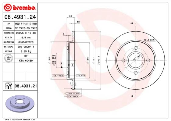 Brembo 08.4931.21 - Disc frana aaoparts.ro