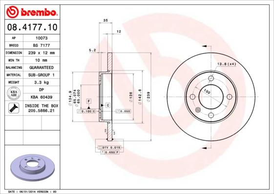 Brembo 08.4177.10 - Disc frana aaoparts.ro