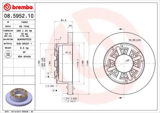 Brembo 08.5952.10 - Disc frana aaoparts.ro