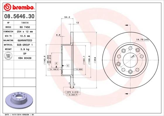 Brembo 08.5646.30 - Disc frana aaoparts.ro