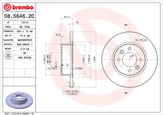 Brembo 08.5646.20 - Disc frana aaoparts.ro