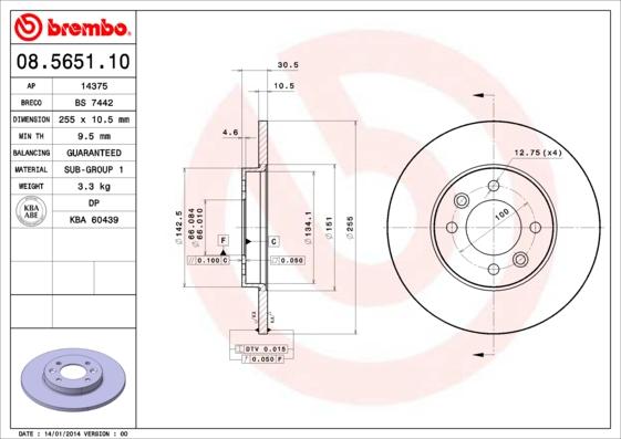 Brembo 08.5651.10 - Disc frana aaoparts.ro