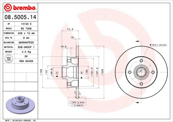 Brembo 08.5005.14 - Disc frana aaoparts.ro