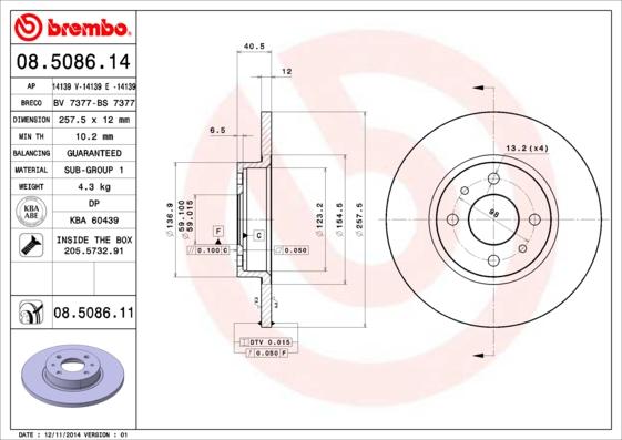 Brembo 08.5086.11 - Disc frana aaoparts.ro