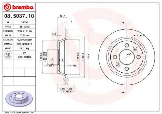 Brembo 08.5037.10 - Disc frana aaoparts.ro