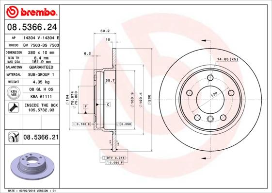 Brembo 08.5366.21 - Disc frana aaoparts.ro