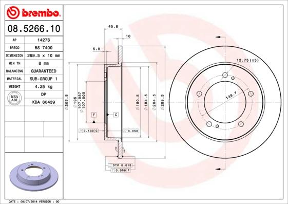 Brembo 08.5266.10 - Disc frana aaoparts.ro