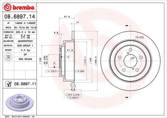 Brembo 08.6897.11 - Disc frana aaoparts.ro