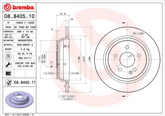 Brembo 08.8405.10 - Disc frana aaoparts.ro