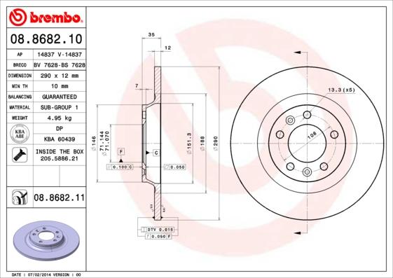 Brembo 08.8682.11 - Disc frana aaoparts.ro