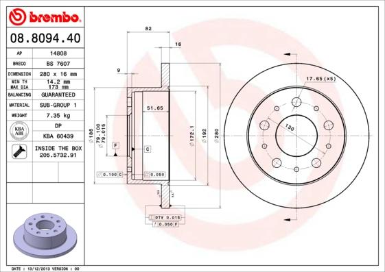 Brembo 08.8094.40 - Disc frana aaoparts.ro