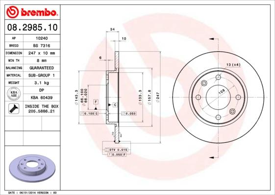 Brembo 08.2985.10 - Disc frana aaoparts.ro