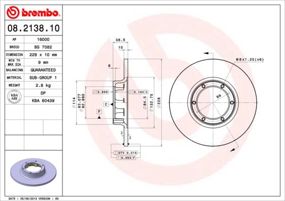 Brembo 08.2138.10 - Disc frana aaoparts.ro
