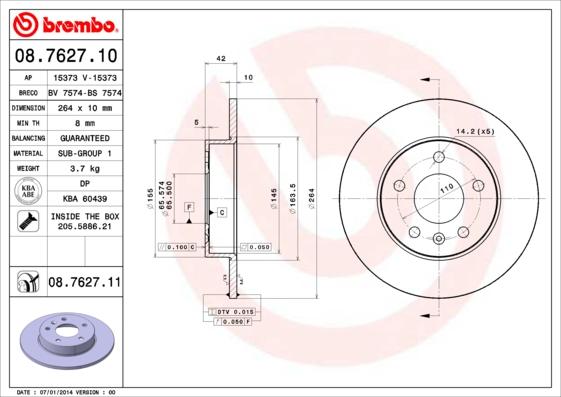 Brembo 08.7627.11 - Disc frana aaoparts.ro