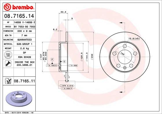 Brembo 08.7165.11 - Disc frana aaoparts.ro