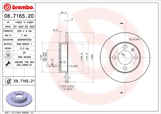 Brembo 08.7165.21 - Disc frana aaoparts.ro