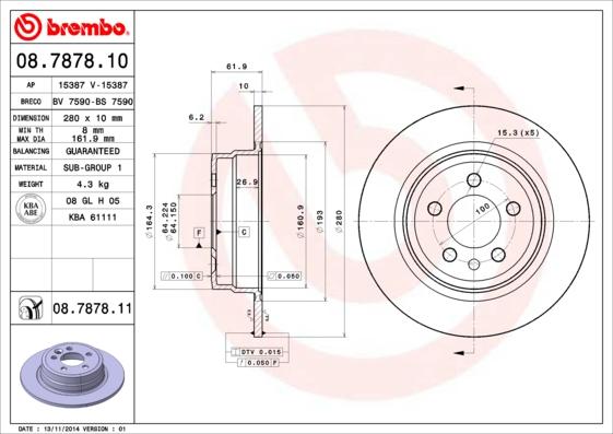 Brembo 08.7878.11 - Disc frana aaoparts.ro