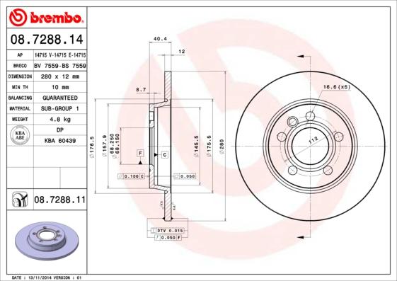 Brembo 08.7288.11 - Disc frana aaoparts.ro