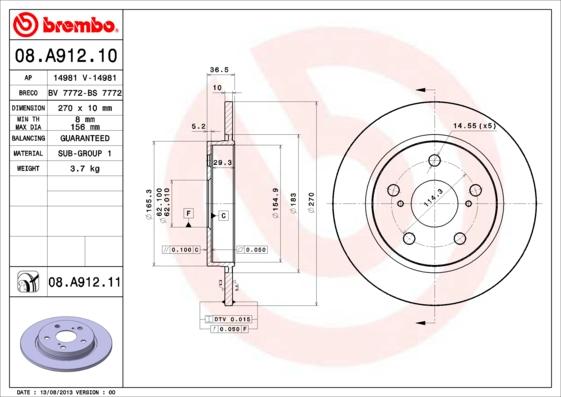 Brembo 08.A912.11 - Disc frana aaoparts.ro