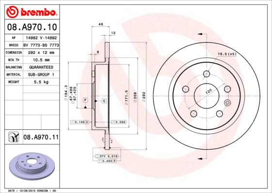 Brembo 08.A970.11 - Disc frana aaoparts.ro