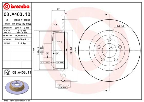 Brembo 08.A403.11 - Disc frana aaoparts.ro