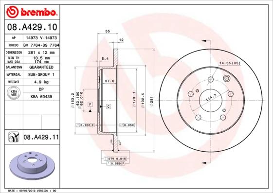 Brembo 08.A429.11 - Disc frana aaoparts.ro