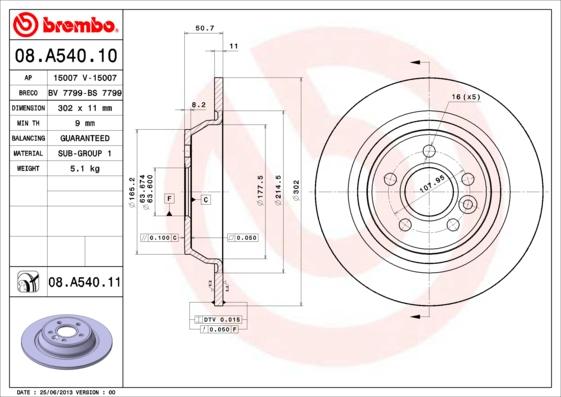 Brembo 08.A540.11 - Disc frana aaoparts.ro