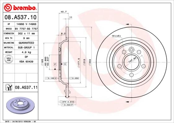 Brembo 08.A537.11 - Disc frana aaoparts.ro