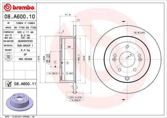 Brembo 08.A600.11 - Disc frana aaoparts.ro