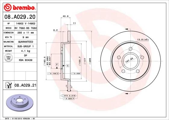 Brembo 08.A029.21 - Disc frana aaoparts.ro