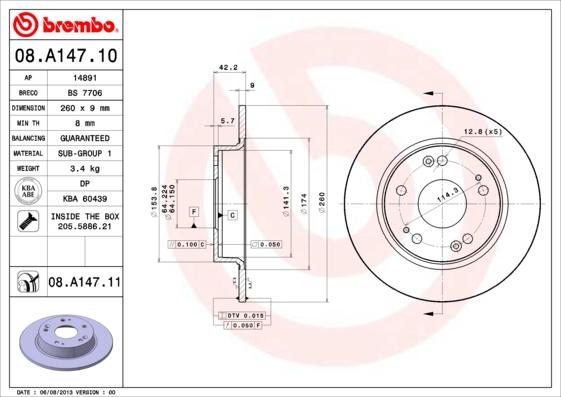 Brembo 08.A147.11 - Disc frana aaoparts.ro