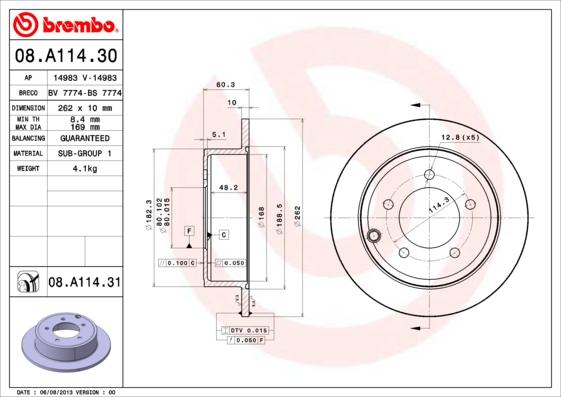 Brembo 08.A114.30 - Disc frana aaoparts.ro