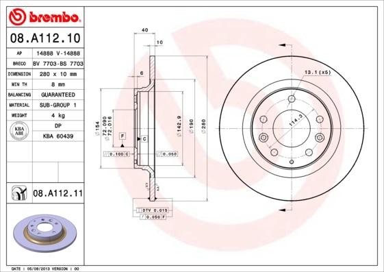 Brembo 08.A112.11 - Disc frana aaoparts.ro