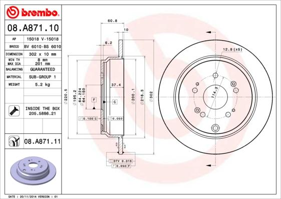 Brembo 08.A871.11 - Disc frana aaoparts.ro