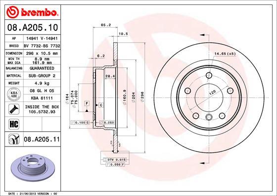 Brembo 08.A205.11 - Disc frana aaoparts.ro