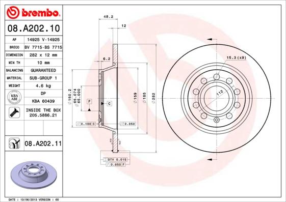 Brembo 08.A202.11 - Disc frana aaoparts.ro