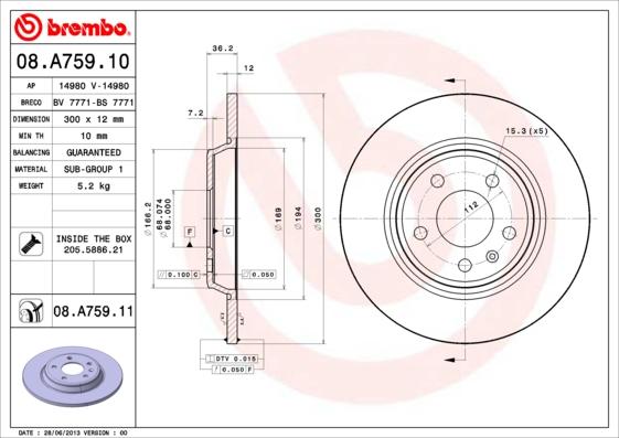 Brembo 08.A759.11 - Disc frana aaoparts.ro