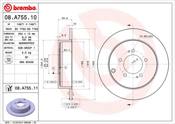 Brembo 08.A755.11 - Disc frana aaoparts.ro