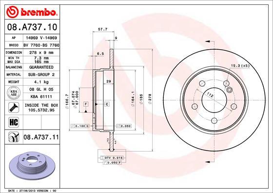 Brembo 08.A737.11 - Disc frana aaoparts.ro