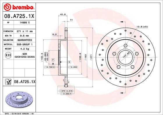 Brembo 08.A725.1X - Disc frana aaoparts.ro