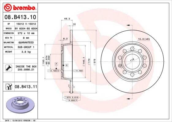 Brembo 08.B413.11 - Disc frana aaoparts.ro