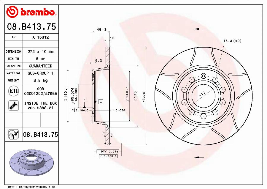 Brembo 08.B413.75 - Disc frana aaoparts.ro