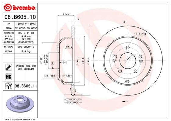 Brembo 08.B605.11 - Disc frana aaoparts.ro